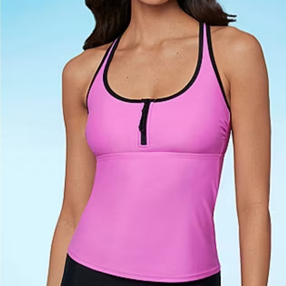 Sports Illustrated Tankini Swimsuit Zipper Top Size Small NWT